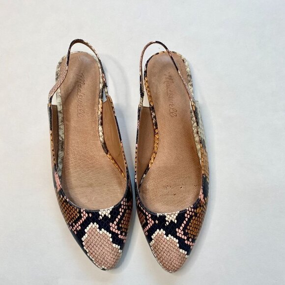 Madewell Margot Slingback Flat in Snake Embossed Leather 6 - Picture 2 of 8
